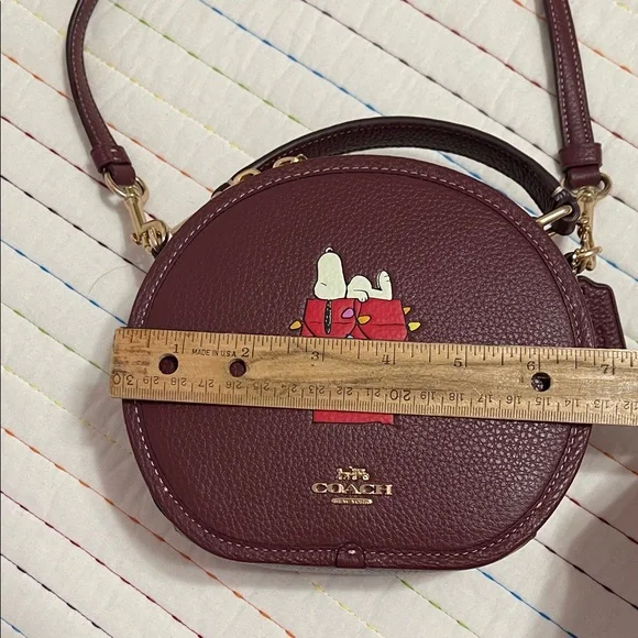 Coach Maroon Crossbody Bag with Snoopy Graphic - Picture 11 of 14